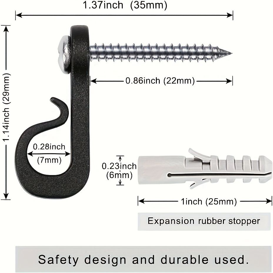 20pcs Screw-In Light Hooks with Safety Clips - Durable Plastic & Metal, Easy Install for Indoor/Outdoor Lights, Fairy Lights, Potted Plants & Decor
