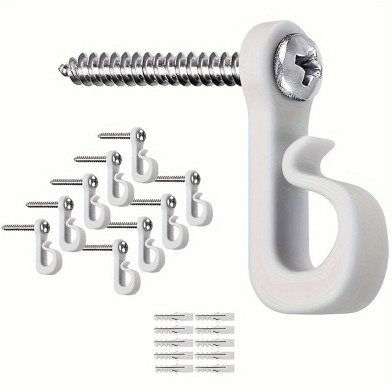 20pcs Screw-In Light Hooks with Safety Clips - Durable Plastic & Metal, Easy Install for Indoor/Outdoor Lights, Fairy Lights, Potted Plants & Decor