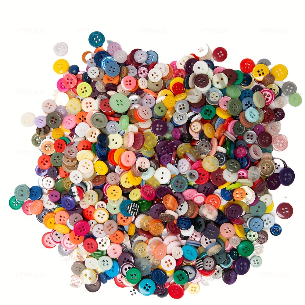 About 1000 Small Resin Buttons, Sewing Homemade Craft Buttons, Hand-Painted Decorative Buttons Multi-Color Series