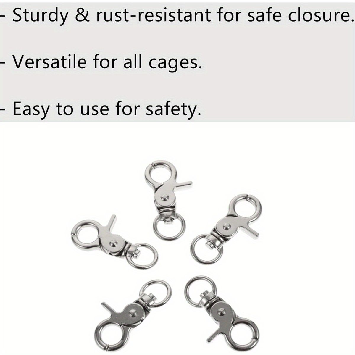8 Pcs Stainless Steel Birdcage Clasps, Swivel Locking Snap Hooks for Bird Cage Doors, Durable Metal Latches for Parrot, Dove, Rabbit Habitat Security