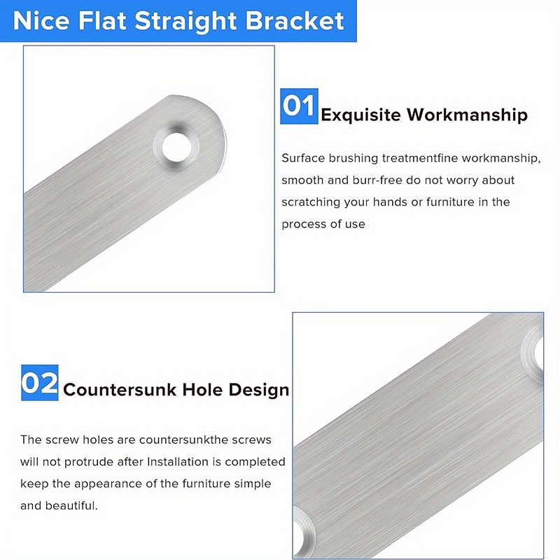 20pcs Stainless Straight Bracket (0.6*1.4 inch) Flat Straight Braces, Metal Fixed Connecting Plate, Can be Used to Repair Furniture, Bookcase, Table, Chair Legs, Beds Etc.
