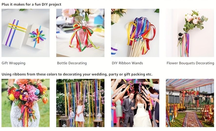 6 Rolls, 150 Yards Christmas Ribbon for Gift Wrapping, 3/8"Wide Holiday Satin Ribbon for Crafts, Fabric Christmas Wrapping Ribbon for Decorating Ornaments Wreath Present DIY Project, Ribbons for Bouqu