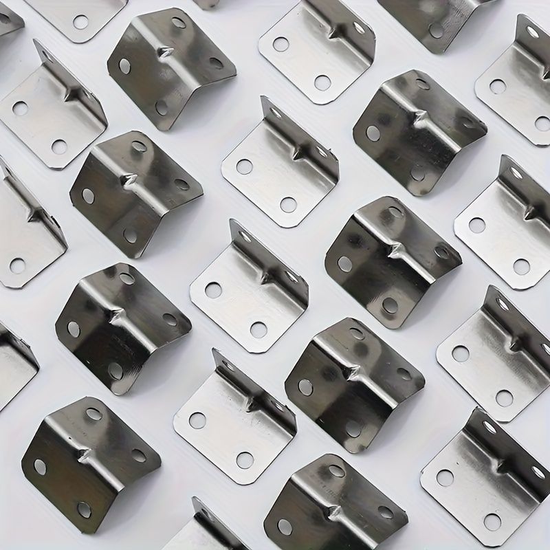 50/100pcs Heavy-Duty Corner Brackets Kit - Sturdy Metal Braces & Joist Hangers for Securing Drawer, Shelf, and Wall Fixtures - Reinforced L-Shaped Design