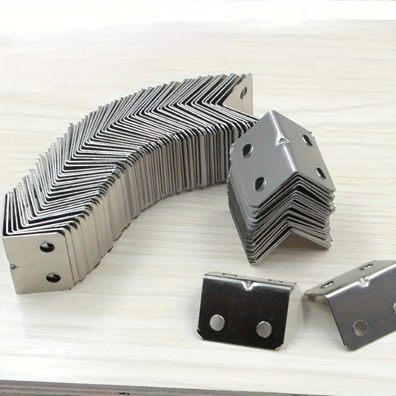 50/100pcs Heavy-Duty Corner Brackets Kit - Sturdy Metal Braces & Joist Hangers for Securing Drawer, Shelf, and Wall Fixtures - Reinforced L-Shaped Design