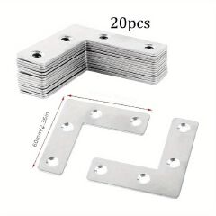 10Pcs L Shape Brackets, Flat Corner Braces, Plates Metal Repair Stainless Steel Plates For Wood Fixing Connector Fixing Brackets