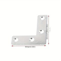 10Pcs L Shape Brackets, Flat Corner Braces, Plates Metal Repair Stainless Steel Plates For Wood Fixing Connector Fixing Brackets