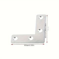 10Pcs L Shape Brackets, Flat Corner Braces, Plates Metal Repair Stainless Steel Plates For Wood Fixing Connector Fixing Brackets