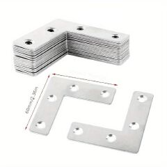 10Pcs L Shape Brackets, Flat Corner Braces, Plates Metal Repair Stainless Steel Plates For Wood Fixing Connector Fixing Brackets