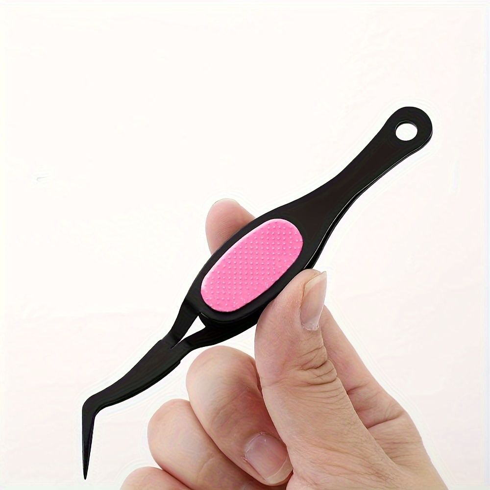 Stainless Steel Jewelry Pliers Tweezers - Curved Fine Point Tip, Non-Slip Soft Grip, Reverse Action - DIY Beading & Craft Tools, 4.72inch