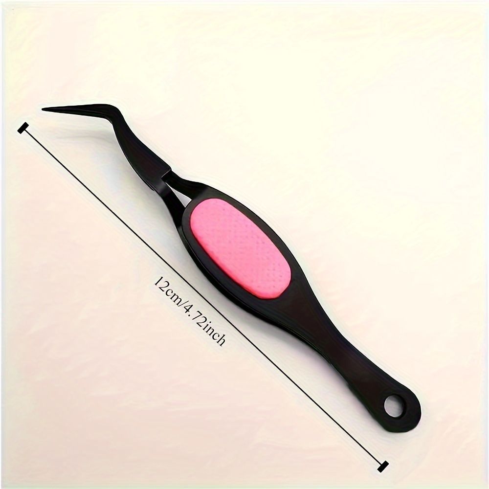 Stainless Steel Jewelry Pliers Tweezers - Curved Fine Point Tip, Non-Slip Soft Grip, Reverse Action - DIY Beading & Craft Tools, 4.72inch