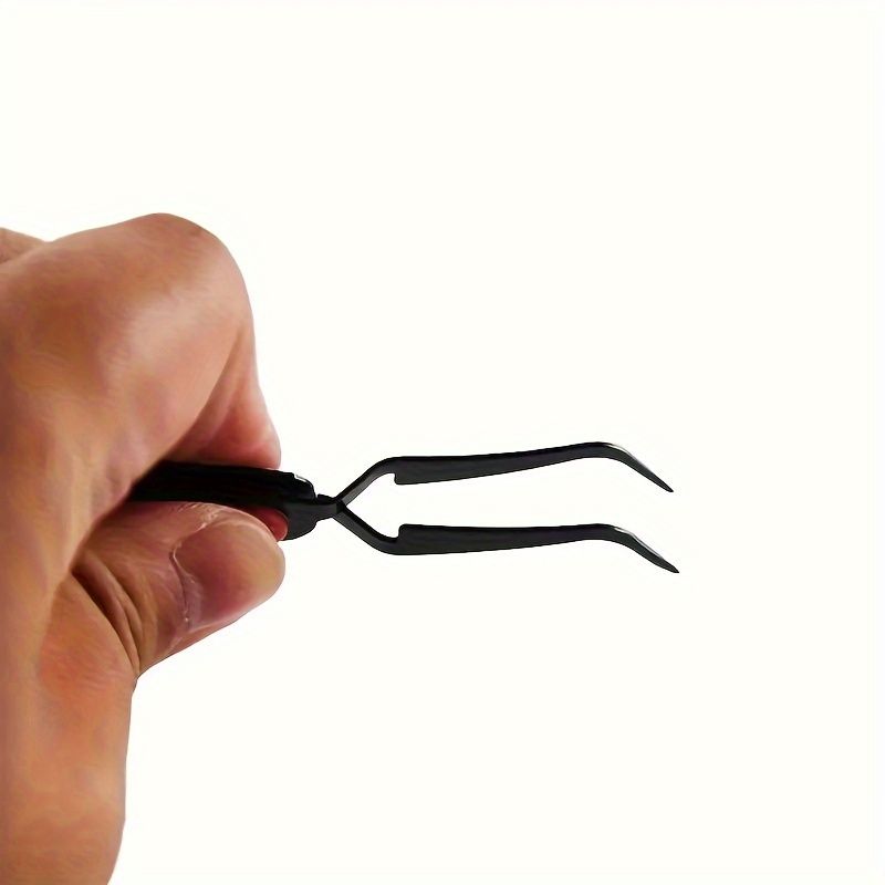 Stainless Steel Jewelry Pliers Tweezers - Curved Fine Point Tip, Non-Slip Soft Grip, Reverse Action - DIY Beading & Craft Tools, 4.72inch