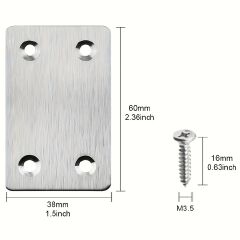 10PCS Heavy-Duty Stainless Steel Flat Straight Brackets - Ultra-Durable Metal Supports for Furniture, Wood Shelves, Cabinets, and DIY Projects - Easy Installation and Corrosion-Resistant
