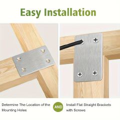 10PCS Heavy-Duty Stainless Steel Flat Straight Brackets - Ultra-Durable Metal Supports for Furniture, Wood Shelves, Cabinets, and DIY Projects - Easy Installation and Corrosion-Resistant