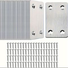 10PCS Heavy-Duty Stainless Steel Flat Straight Brackets - Ultra-Durable Metal Supports for Furniture, Wood Shelves, Cabinets, and DIY Projects - Easy Installation and Corrosion-Resistant