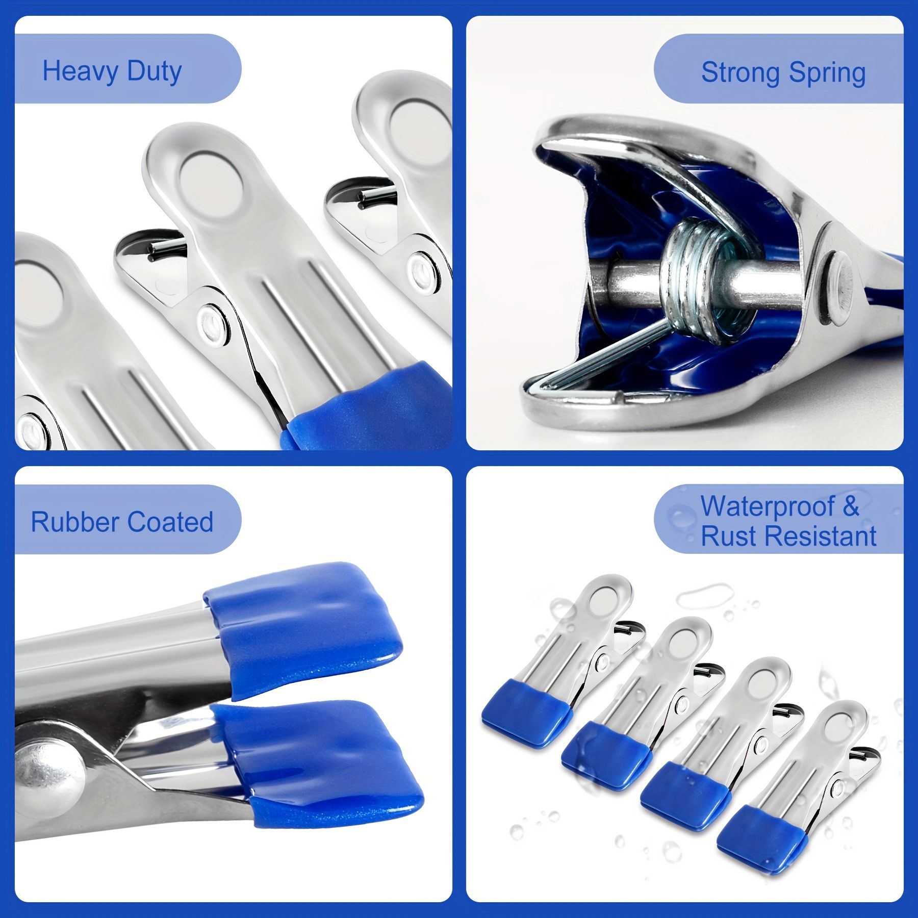 20PCS Heavy-Duty Stainless Steel Clothespins, Rustproof and Durable Multipurpose Grip Clips for Laundry, Photos, Food Bags, Beach Towels, and More