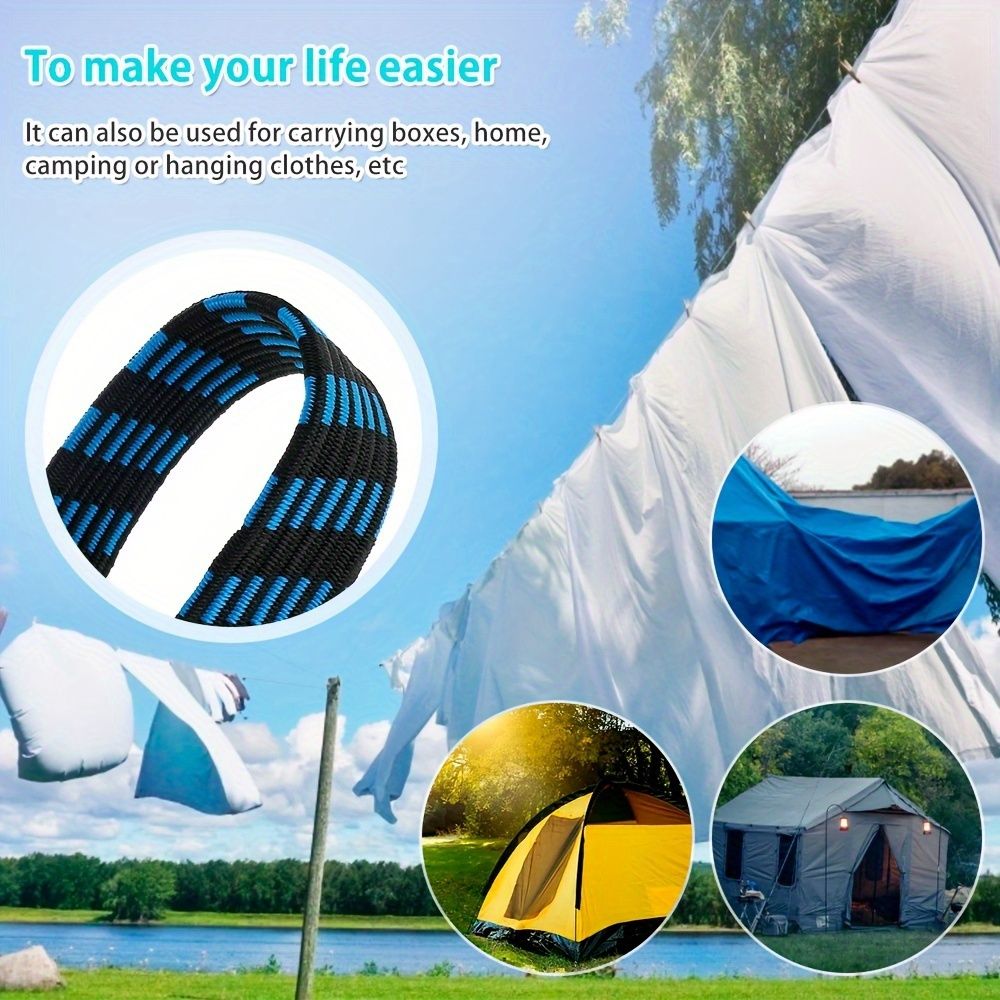 2PCS  Bungee Cords Elastic Bungees Cords With Hooks Heavy Duty Luggage Bungee Straps Anti-slip Flat Elasticity Rope For Motorcycle Bicycles