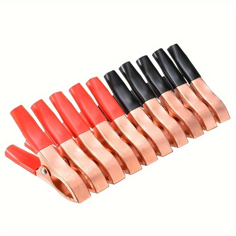 10pcs 30A Copper Plated Red Black Car Battery Clip Cables Clips Charger Clamp Tool