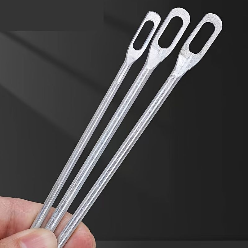 3pcs Stainless Steel Elastic Threading Needles for Sewing - Large Eye Threader Tool Set for Waistbands, Skirts & Hats