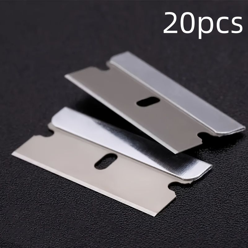 20 Pack Industrial Razor Blades, Single-Edge Box Cutter Replacement Blades, Metal Tool-less Blade for Box Opening, Paint Scraper, Household, Office, Bathroom, and Kitchen Use - No Electricity Needed
