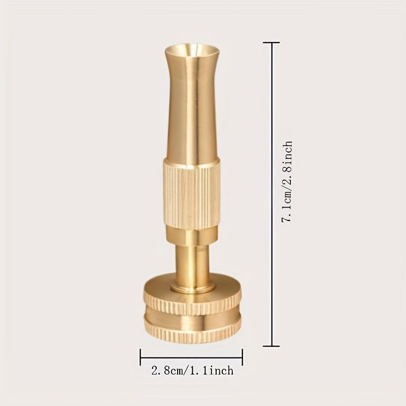 1pc, High Pressure Hose Nozzle Heavy Duty Solid Brass Adjustable Twist Garden Hose Nozzle 3/4 Inch Threaded Inlet Garden Sprayer, Spray Nozzle, Jet Sweeper Nozzle For Lawn And Garden, Car Wash, Garden