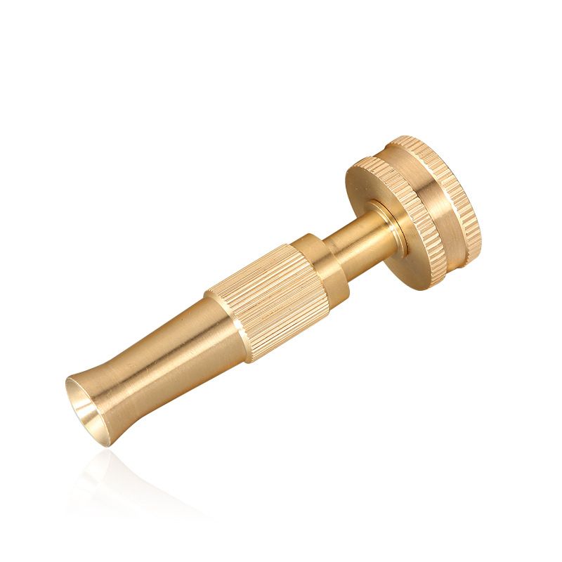1pc, High Pressure Hose Nozzle Heavy Duty Solid Brass Adjustable Twist Garden Hose Nozzle 3/4 Inch Threaded Inlet Garden Sprayer, Spray Nozzle, Jet Sweeper Nozzle For Lawn And Garden, Car Wash, Garden