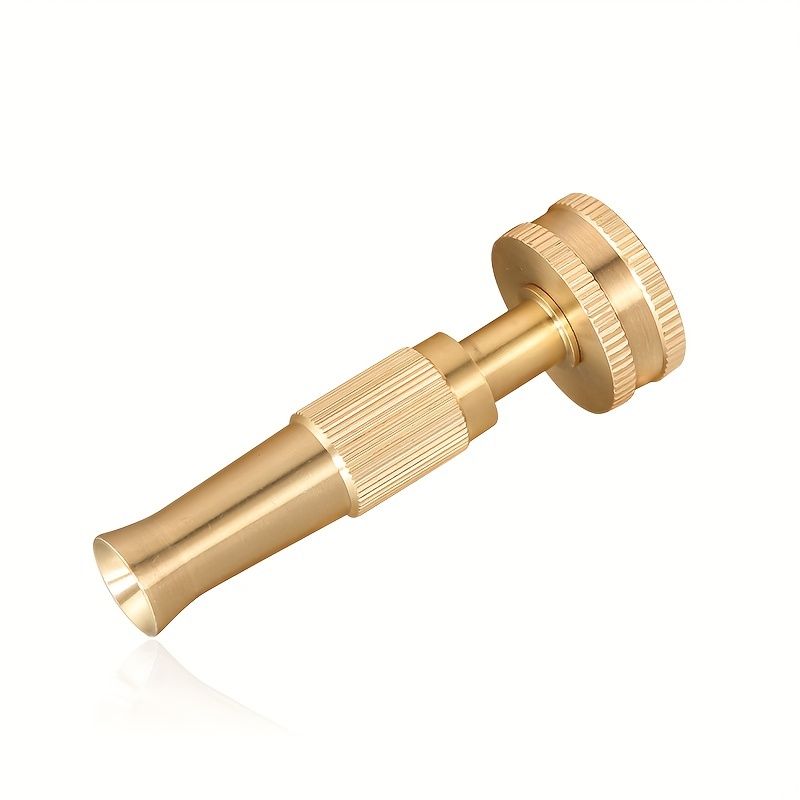 1pc, High Pressure Hose Nozzle Heavy Duty Solid Brass Adjustable Twist Garden Hose Nozzle 3/4 Inch Threaded Inlet Garden Sprayer, Spray Nozzle, Jet Sweeper Nozzle For Lawn And Garden, Car Wash, Garden