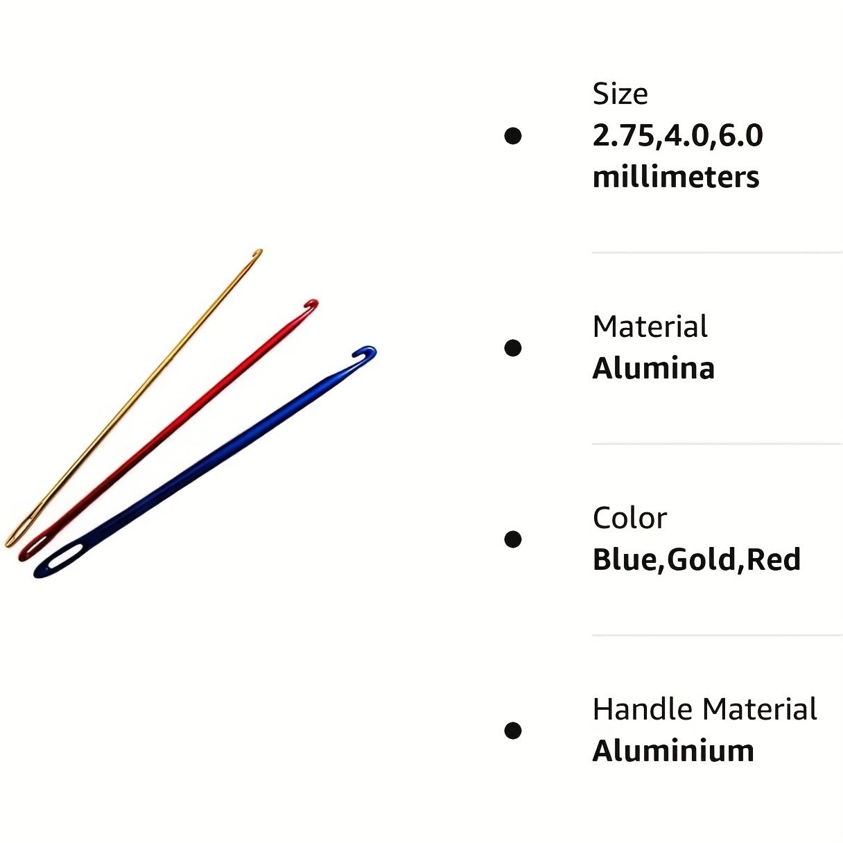 3pcs Crochet Hookd Afghan Tunisian Aluminium Crochet Hook Knitting Needle With Eye For Sewing Accessories