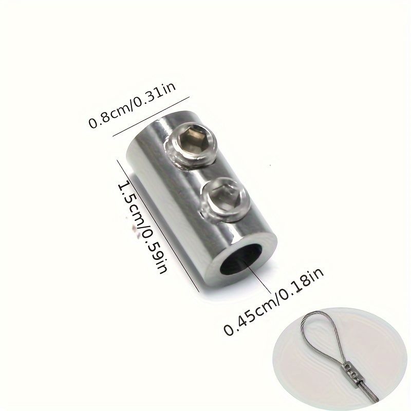 10pcs Stainless Steel Wire Rope Lock Clamps, Adjustable Self-Locking Fasteners, Double Hole Tightening, Telescopic & Fixed, for Home Renovation Locks, Battery-Free