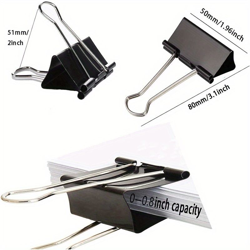 Black Extra Large 2 Inch Binder Clips, Big Paper Clamps for Office and Home Supplies, Suitable for Summarizing Pet Item Information