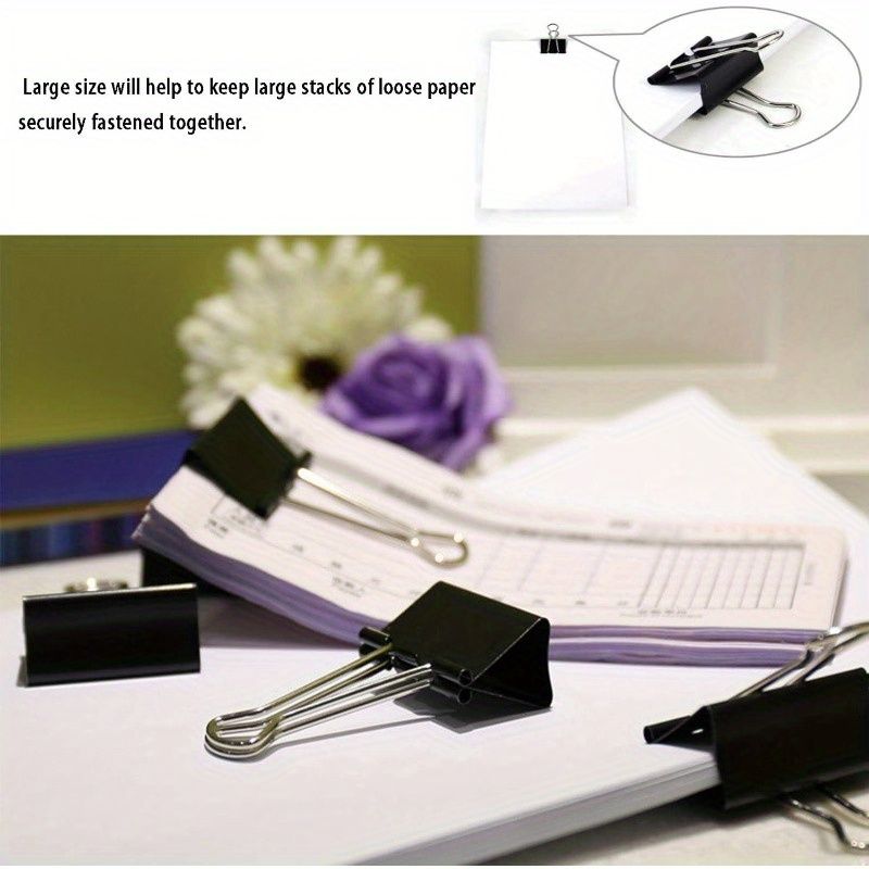 Black Extra Large 2 Inch Binder Clips, Big Paper Clamps for Office and Home Supplies, Suitable for Summarizing Pet Item Information