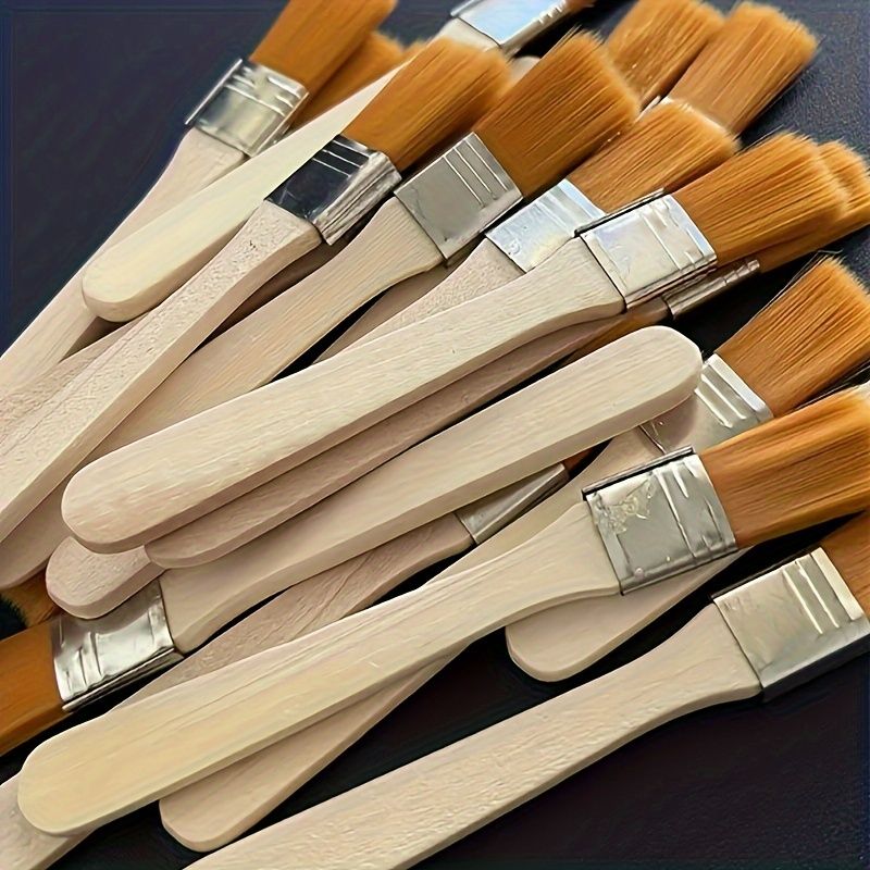 10PCS  Multi-Purpose Paint Brushes Set with Wooden Handles - Premium Plastic Fiber Bristles for Acrylic, Oil, Gouache Painting & Electronic Device Cleaning - Durable Art Tools for Artists & DIY Proje