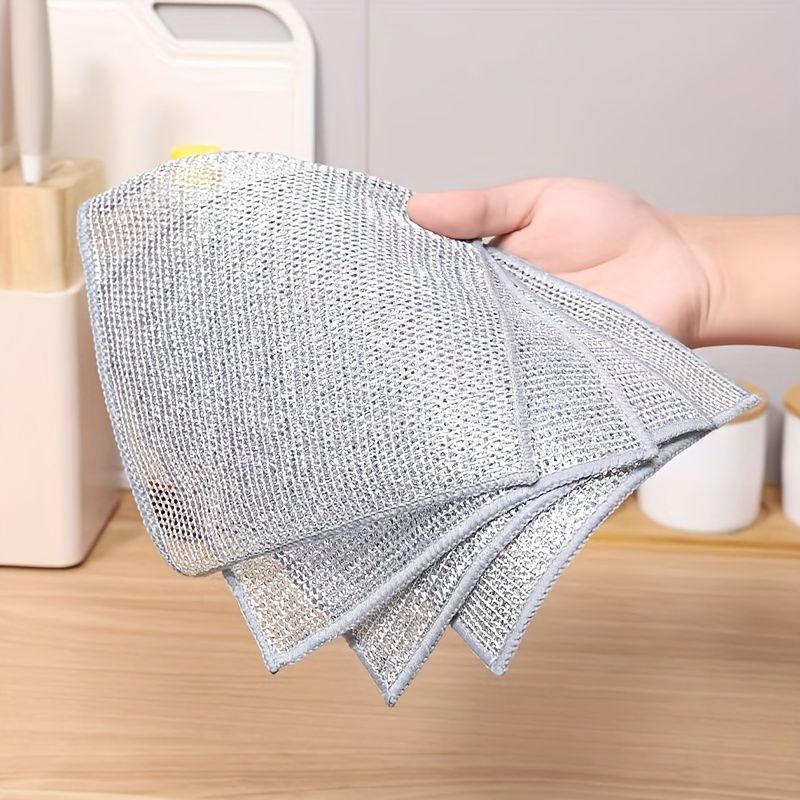 10PCS Multipurpose Stainless Steel Scrubbers, Reusable & Washable Metal Scouring Pads, Safe for Food Contact, Ideal for Home Kitchen, Bathroom & Restaurant Cleaning Supplies