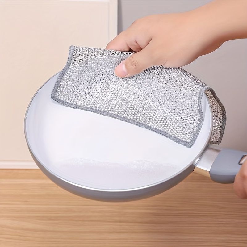 10PCS Multipurpose Stainless Steel Scrubbers, Reusable & Washable Metal Scouring Pads, Safe for Food Contact, Ideal for Home Kitchen, Bathroom & Restaurant Cleaning Supplies