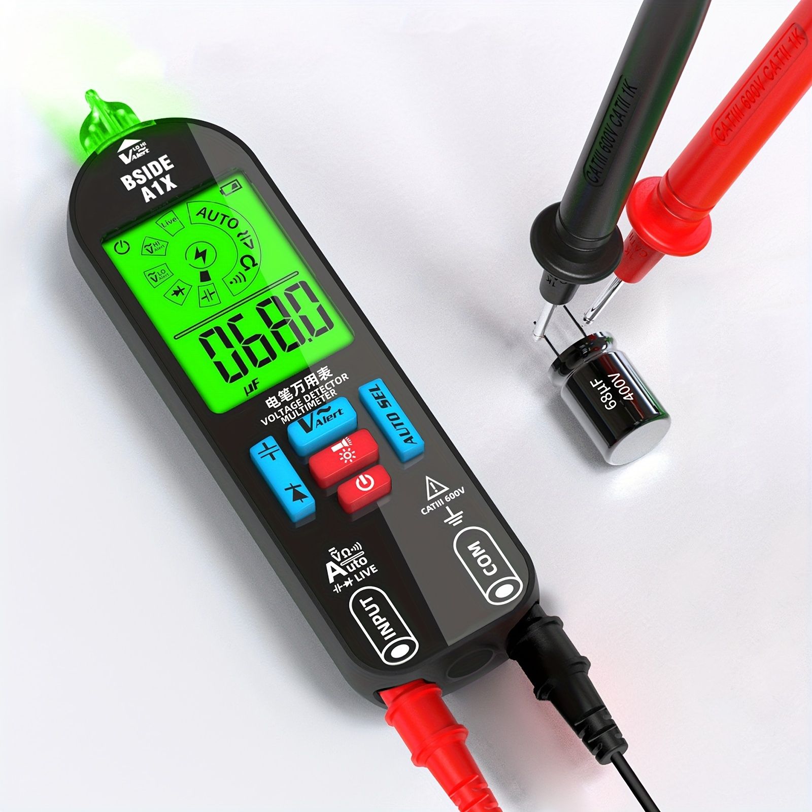 A1X Fully Automatic Anti-Burn Intelligent Digital Multimeter, Rechargeable Electrical Voltmeter Ohm Meter Tester, Smart Non Contact Fast Accurately Measures DC AC Diode Voltage, Current, Resistance, C