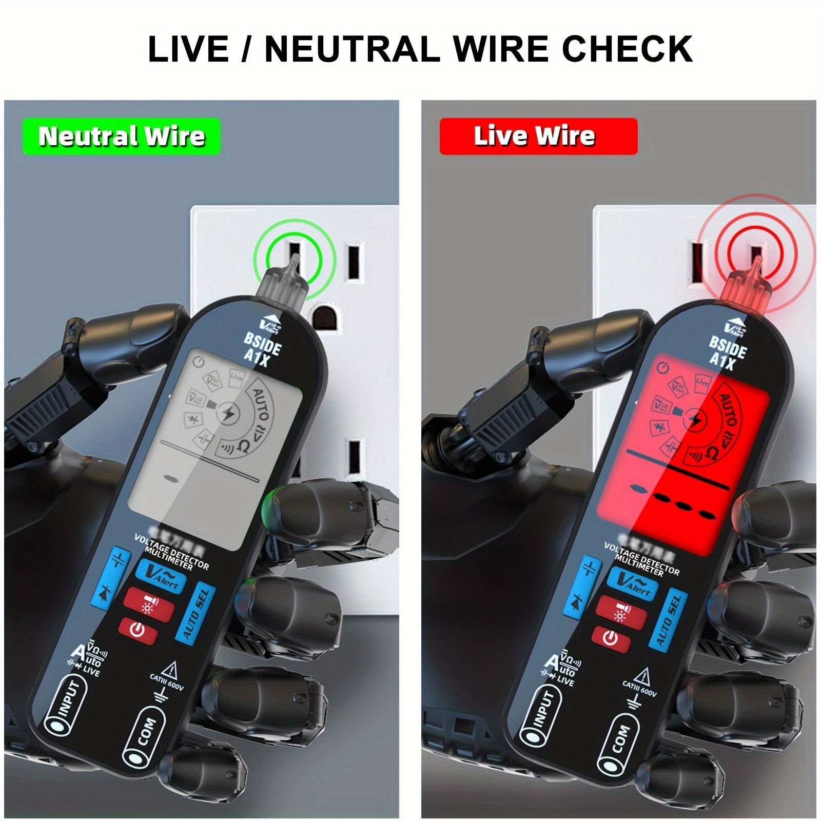 A1X Fully Automatic Anti-Burn Intelligent Digital Multimeter, Rechargeable Electrical Voltmeter Ohm Meter Tester, Smart Non Contact Fast Accurately Measures DC AC Diode Voltage, Current, Resistance, C