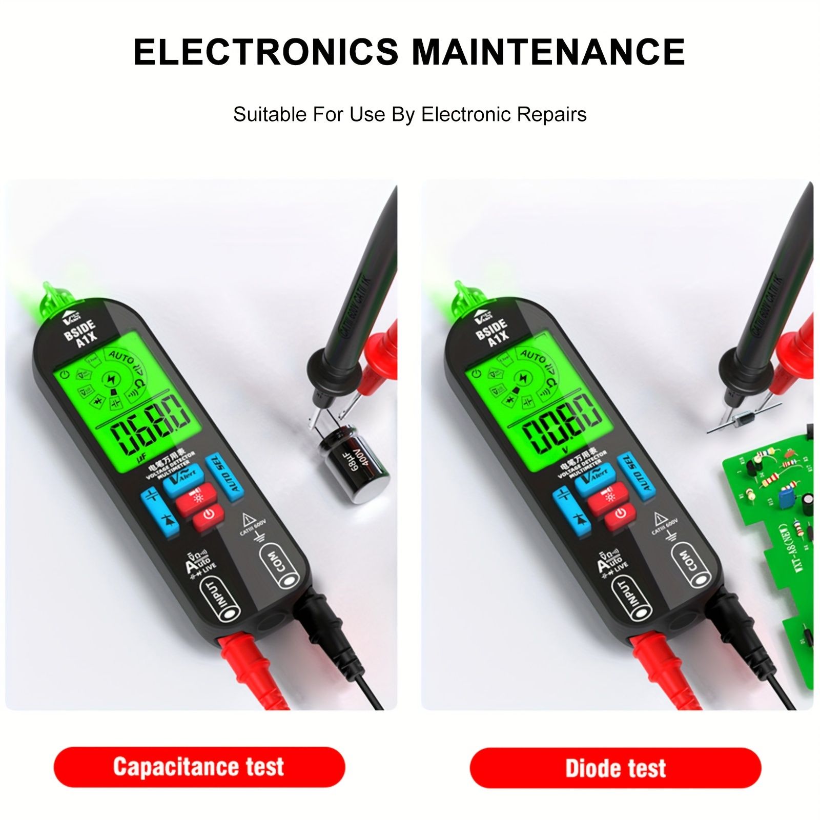 A1X Fully Automatic Anti-Burn Intelligent Digital Multimeter, Rechargeable Electrical Voltmeter Ohm Meter Tester, Smart Non Contact Fast Accurately Measures DC AC Diode Voltage, Current, Resistance, C