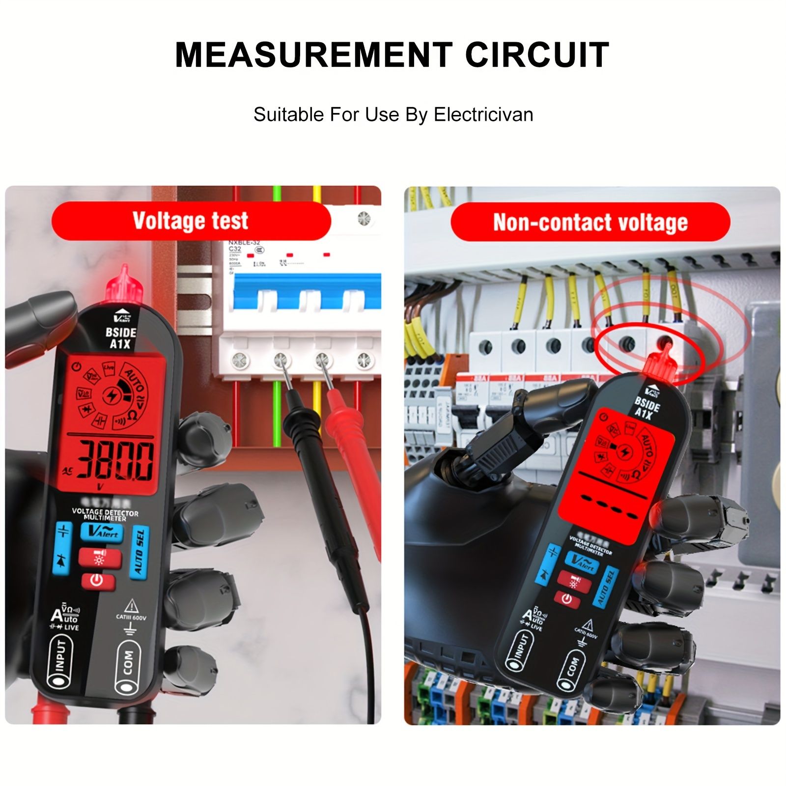 A1X Fully Automatic Anti-Burn Intelligent Digital Multimeter, Rechargeable Electrical Voltmeter Ohm Meter Tester, Smart Non Contact Fast Accurately Measures DC AC Diode Voltage, Current, Resistance, C