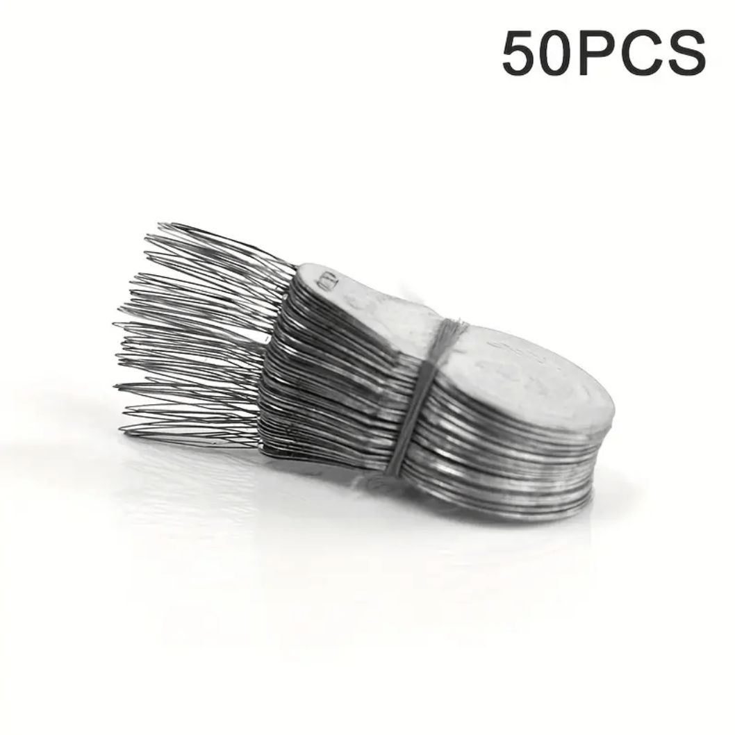 50pcs Premium Silvery Gray Aluminum Needle Threaders with Wire Loop for Hand Stitching and Sewing Accessories