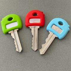16pcs Assorted Varieties Colorful Key Ring With Labels, 2.8cm/1.1in Stretchy Key Identifiers, One Size Fits Most Keys, Includes Blank And Pre-Printed Tags, Home Office Organization Accessory For Men