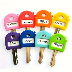 16pcs Assorted Varieties Colorful Key Ring With Labels, 2.8cm/1.1in Stretchy Key Identifiers, One Size Fits Most Keys, Includes Blank And Pre-Printed Tags, Home Office Organization Accessory For Men