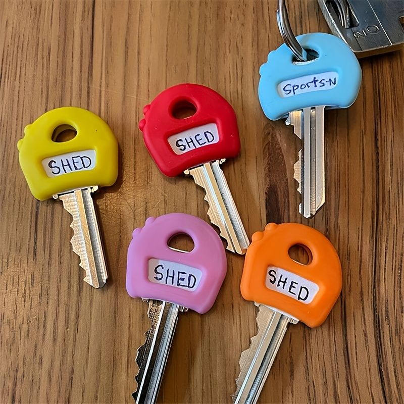 16pcs Assorted Varieties Colorful Key Ring With Labels, 2.8cm/1.1in Stretchy Key Identifiers, One Size Fits Most Keys, Includes Blank And Pre-Printed Tags, Home Office Organization Accessory For Men