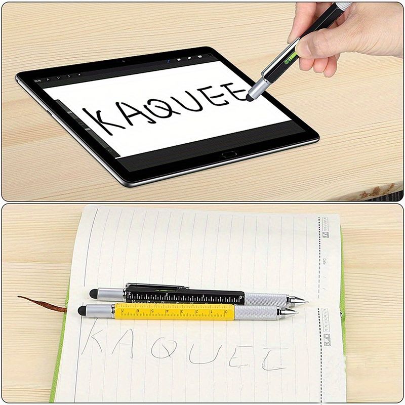 6-in-1 Multifunctional Tool Pen with Screwdriver, Level, Stylus & Ballpoint - Aluminum Alloy, Ideal for Home & Office Use