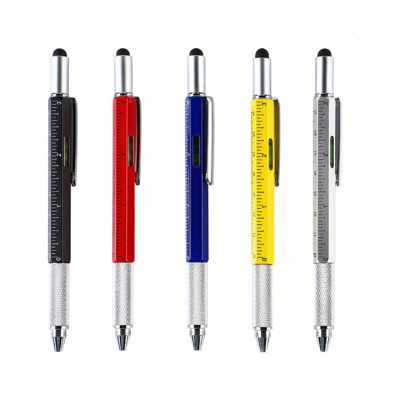 6-in-1 Multifunctional Tool Pen with Screwdriver, Level, Stylus & Ballpoint - Aluminum Alloy, Ideal for Home & Office Use