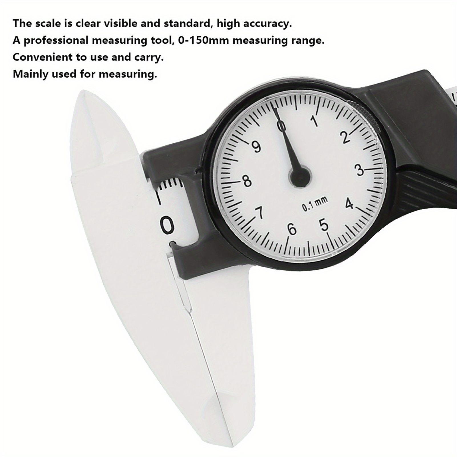 1pc Professional Digital Dial Vernier Caliper, 0-150mm Plastic Measuring Tool, 0.1mm Precision, Non-Electric, No Battery Required