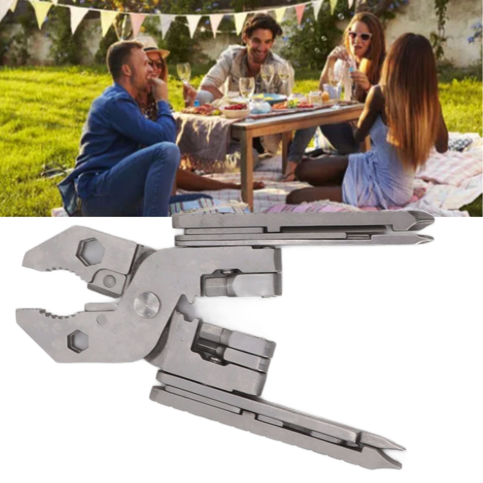 1PC Durable 12-in-1 Stainless Steel Multitool Pliers, Manual Multi Tool with Screwdriver, Wire Stripper, Needle, Wrench, and More - No Electricity Required