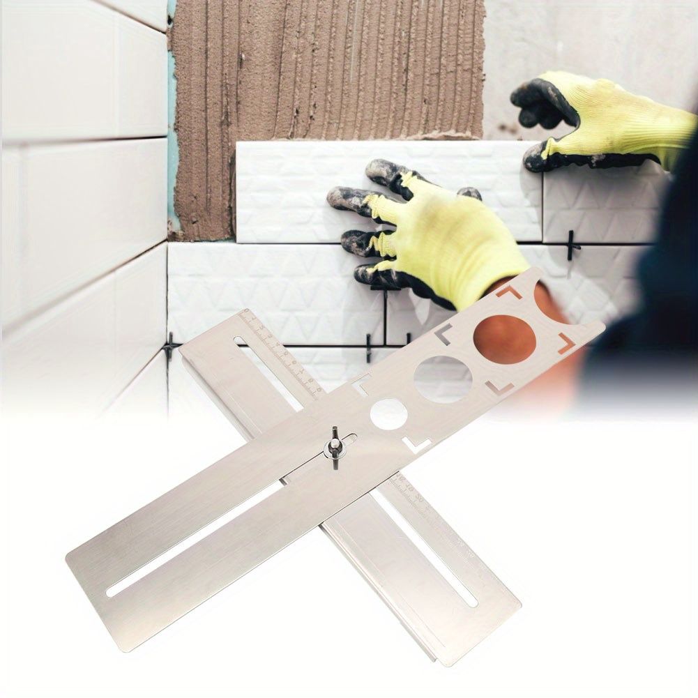 Stainless Steel Tile Hole Locator Ruler Universal Drill Punch Measuring Tool