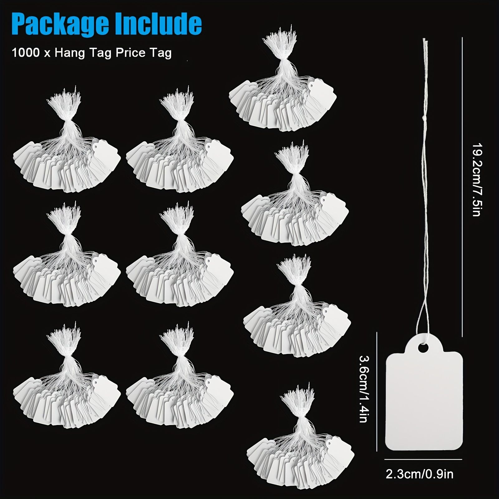 500PCS  Stylish White Versatile Price Tags - Durable, Easy-to-Use, and Reusable Display Labels for Clothing, Jewelry, and Accessories - 0.87x1.38in Size with Strings for Easy Hanging