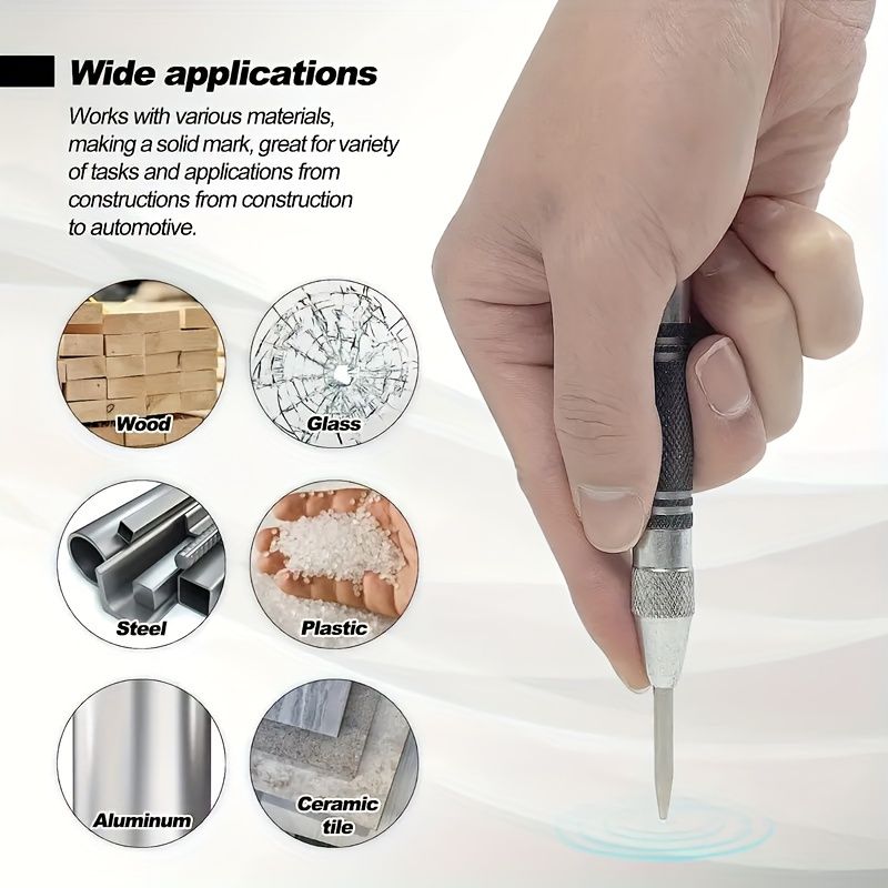 1pc/2pcs ProCraft High-Carbon Steel Automatic Center Punch Set - Adjustable Tension & Spring-Loaded Design for Metal, Wood, Glass, Plastic - Durable & Precise Centering Tool for DIY & Professional Use