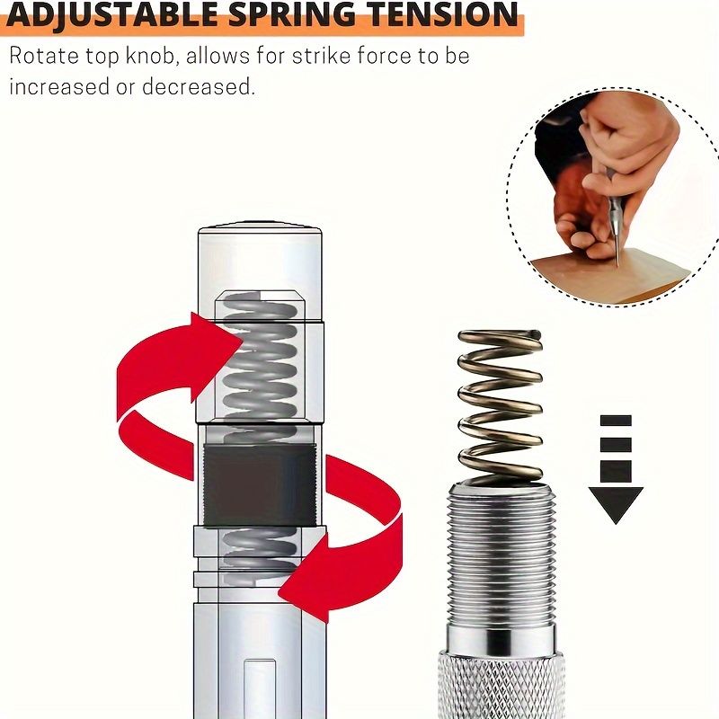 1pc/2pcs ProCraft High-Carbon Steel Automatic Center Punch Set - Adjustable Tension & Spring-Loaded Design for Metal, Wood, Glass, Plastic - Durable & Precise Centering Tool for DIY & Professional Use
