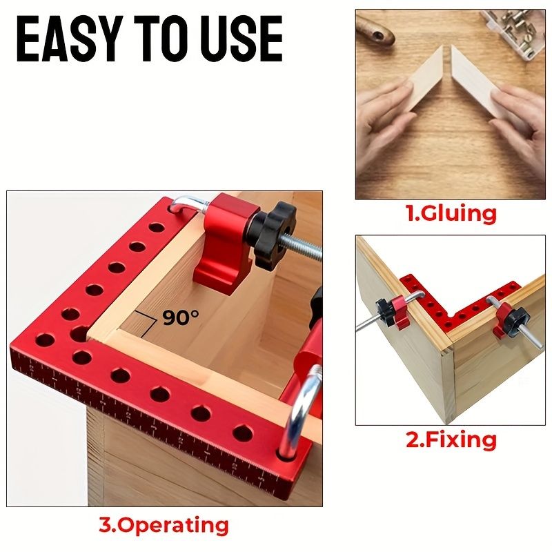 1set 90 Degree Positioning Square Alloy Right Angle Clamp, 5.5" X 5.5" (14 X 14cm) Woodworking Corner Clamp Tool For Picture Frames Boxes Cabinets Drawers